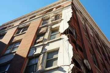 Dilapidated Large crack building. Texture grunge. Generate Ai