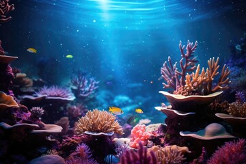 Fototapeta na wymiar Coral Kingdom: An expansive shot capturing the diverse marine life on a coral reef.