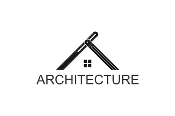 Measurement house roof architect logo design - obrazy, fototapety, plakaty