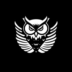 Fototapeta premium Owl - Black and White Isolated Icon - Vector illustration