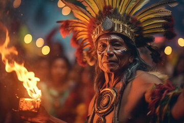 Tribal Dancers at Ceremonial Fire
