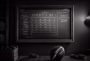 Chalkboard showcasing American football game. Generative AI
