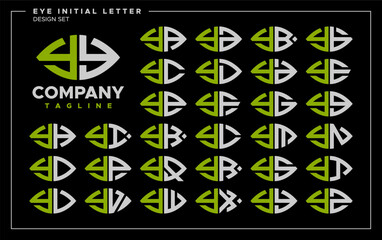 Bundle of line abstract eye or leaf letter Y YY logo design - obrazy, fototapety, plakaty