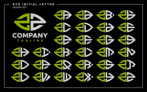 Bundle of line abstract eye or leaf letter Z ZZ logo design