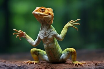Lizard pose fun. Reptile wild pose. Generate Ai