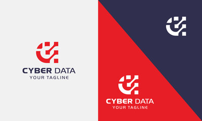 initial letter d framework with data wire structure modern logotype