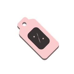 Pink discount tag coupon plat icon. For online shopping price, special offer promotion. Simple vector illustration