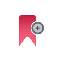 Red simple Add bookmark icon. Flat Illustration vector. Plus button