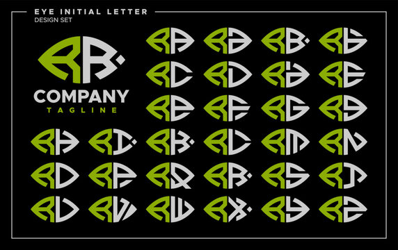 Bundle of line abstract eye or leaf letter R RR logo design