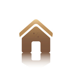 Percent, house simple flat icon for sale. Vector illustration isolated with shadow. White background, brown house