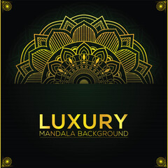 Luxury mandala background design with golden color decorative element premium vector