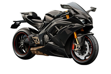 Fototapeta na wymiar 3d black super sports motorbike isolated on PNG Background. Generative Ai.