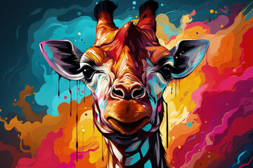 Bright and Colorful A Fauvism Style of a Giraffee, Generative Ai
