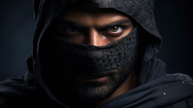 Arabian warrior assassin on dark background