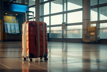 Portable Airport luggage. Traveler plane flight. Generate Ai