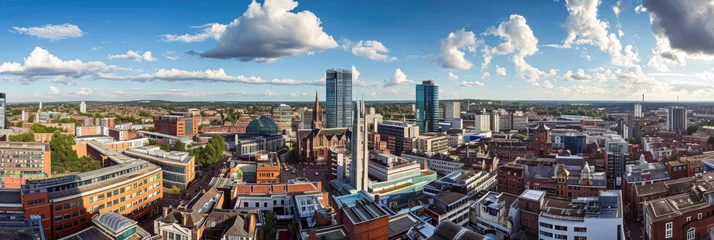 Foto auf Acrylglas Birmingham Skyline: Aerial View of Historic Landmarks and Modern Cityscape © AIGen
