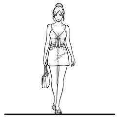 Fashion Woman Shopping Illustration.