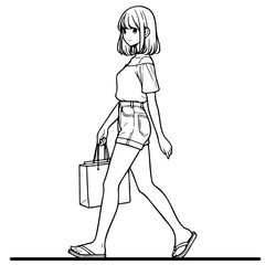 Fashion Woman Shopping Illustration.