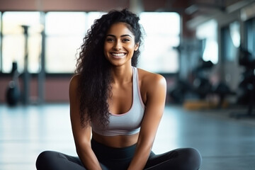 Young Indian woman working out at the gym - obrazy, fototapety, plakaty