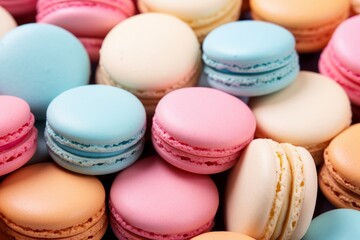 Tantalizing Colorful macarons background. Sweet dessert. Generate Ai