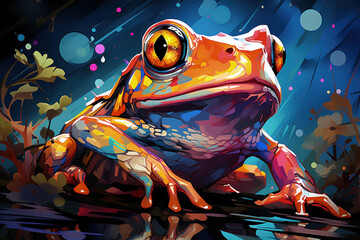 Bright and Colorful A Fauvism Style of a Frog, Generative Ai