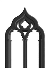 Gothic window plate tracery stylized drawing. Architectural stone engraving; european medieval cathedral/church frame illustration of ogee arch moulding; vector