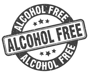 alcohol free stamp. alcohol free label. round grunge sign