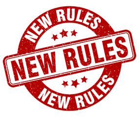 new rules stamp. new rules label. round grunge sign