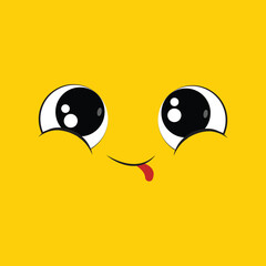 Cute Face Illustration on Yellow Background