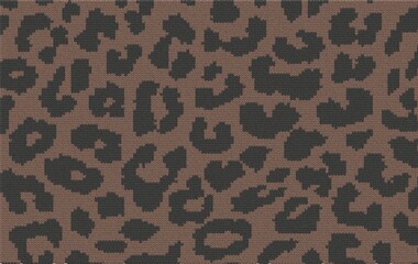 Naklejka premium Leopard print pattern featuring dark brown background with black spots in a repeating design for various applications