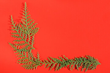 Red christmas background with copy space