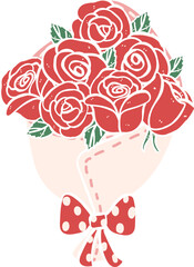 bouquet of roses vector kawaii hand drawing 