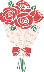 bouquet of roses vector kawaii hand drawing 