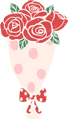 bouquet of roses vector kawaii hand drawing 