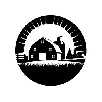 Farmhouse with windmill in field logo AI generative image