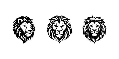 Obraz premium Lion illustration, logo. Vector icon drawing on white background