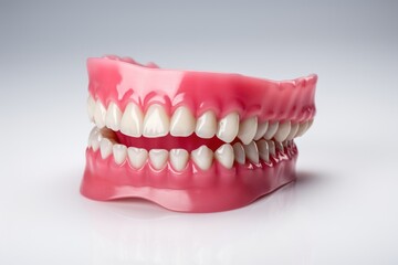 Obraz premium photo of dentures on a white background --ar 3:2 --v 5.2 Job ID: b99969c0-3980-4028-acdb-92e61b602960