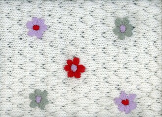 knitting stitch pattern, soft woolen handmade knitted clothes texture.