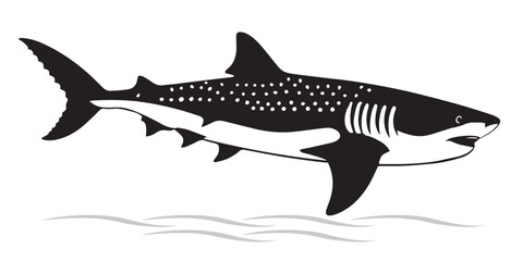 Whale Shark silhouettes and icons. black flat color simple elegant white background Whale Shark fish animal vector and illustration.