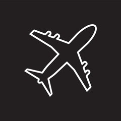 Airplane icon vector. Airplane logo design. Airplane vector icon illustration isolated on black background