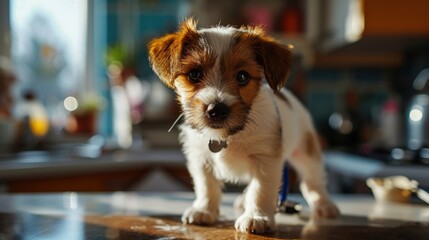 Small Dog Standing on Counter