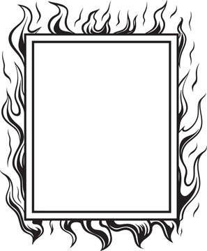 simple wooden frame on fire coloring page