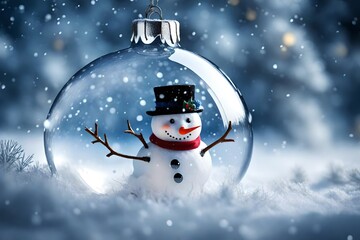 Snowman with christmas ball