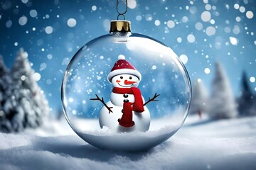 Snowman with christmas ball