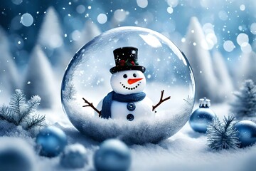 Snowman with christmas ball