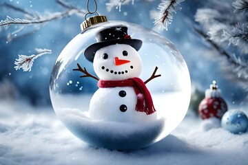 Snowman with christmas ball