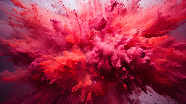 Abstract red and pink explosions, as if escaping sparks of love