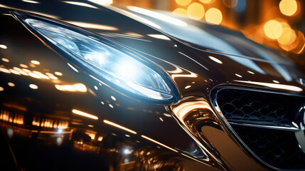 Gleaming Elegance, Closeup of a Shining New Car - Automotive Perfection Up Close.