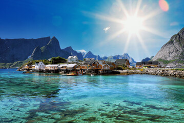 Lofoten Summer Landscape Lofoten is an archipelago in the county of Nordland, Norway. Is known for...