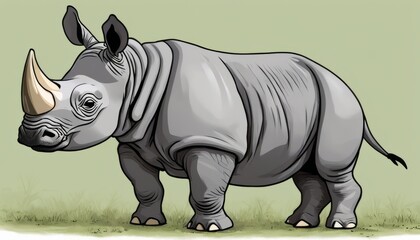 A gray rhino standing in the grass